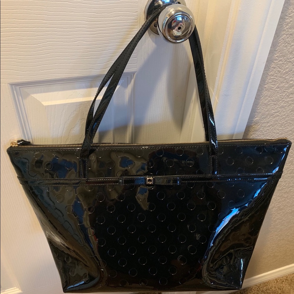 Kate Spade black patent leather tote bag